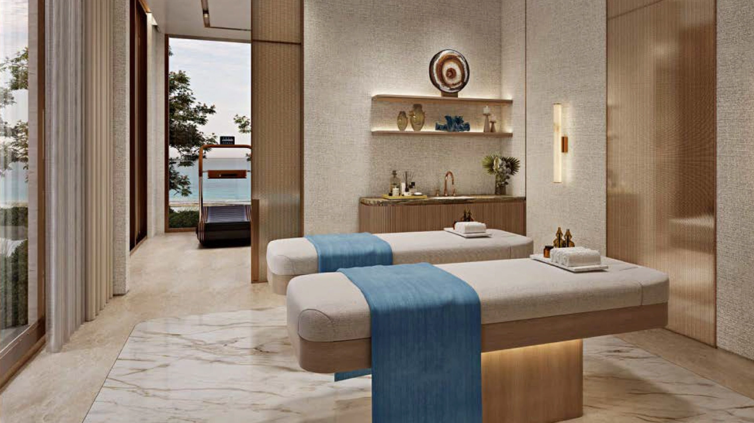 Meditation and wellness room designed for relaxation inside SHA Residences